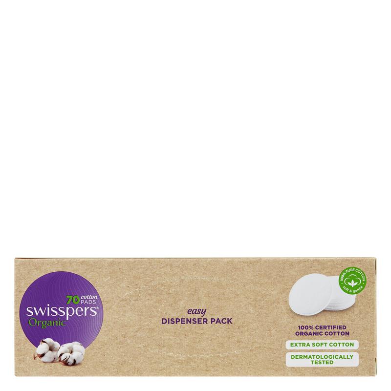 Swisspers Organic Round Cotton Pads Eco Dispenser 70 Pack