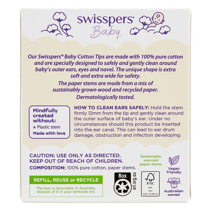 Swisspers Baby Cotton Tips Paper Stems 40