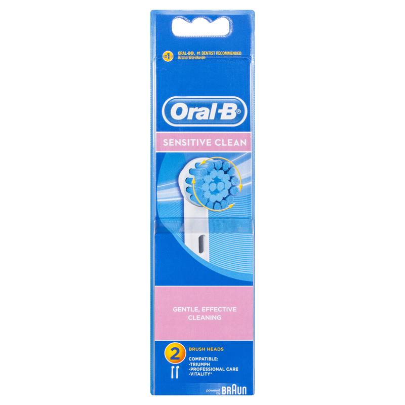 Oral B Sensitive Clean Replacement Electric Toothbrush Heads 2 Refills