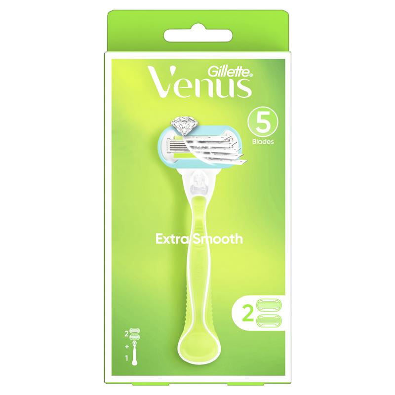 Gillette Venus Extra Smooth Razor Handle + 2 Blade Refills