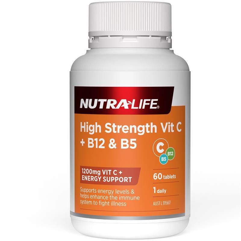 Nutra-Life High Strength Vit C + B12 & B5 60