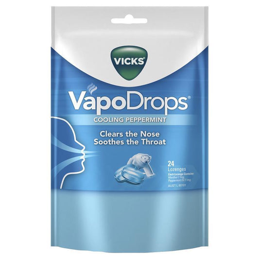 Vicks Vapodrops Blue Cooling Peppermint 24 Lozenges