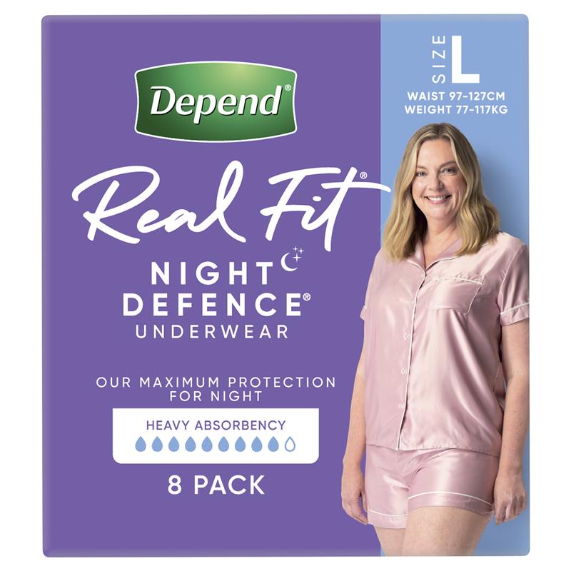 Depend Underwear Realfit Night Defence Female Large 8 Pack