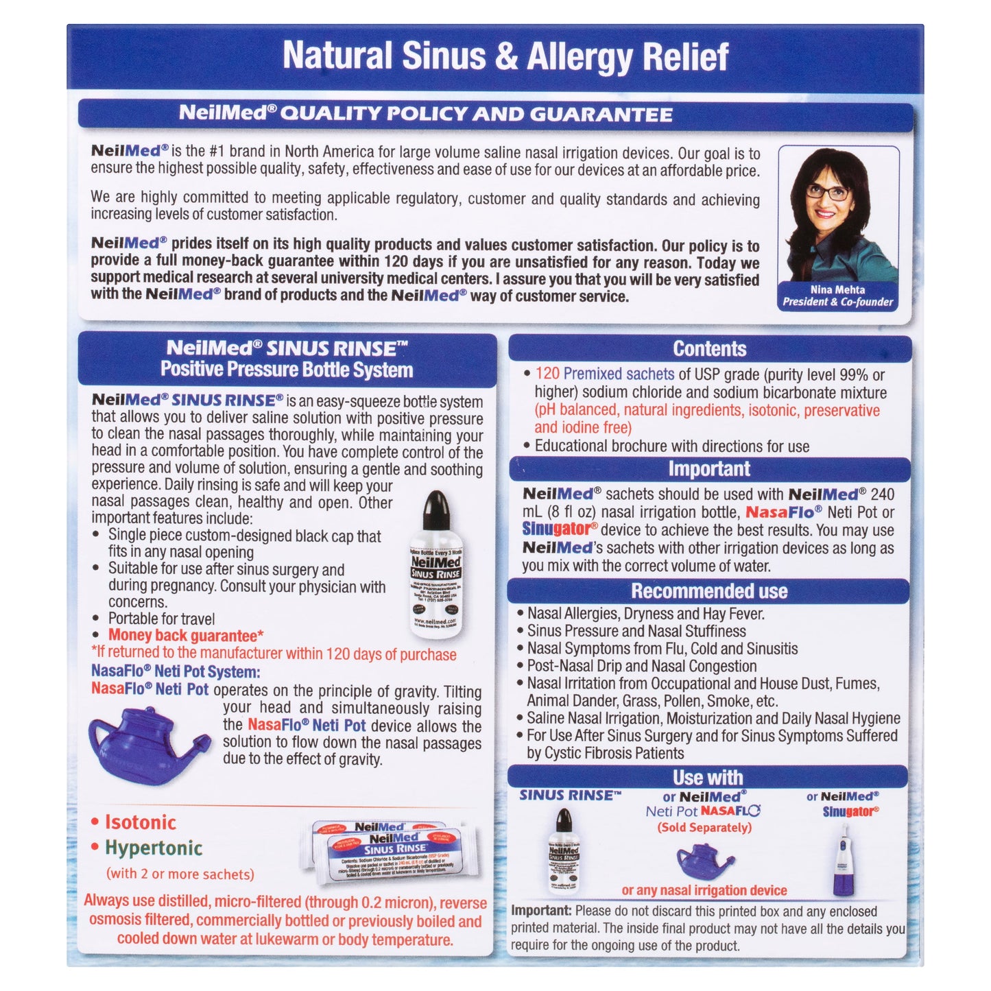 NeilMed Sinus Rinse Refill - 120 Packs