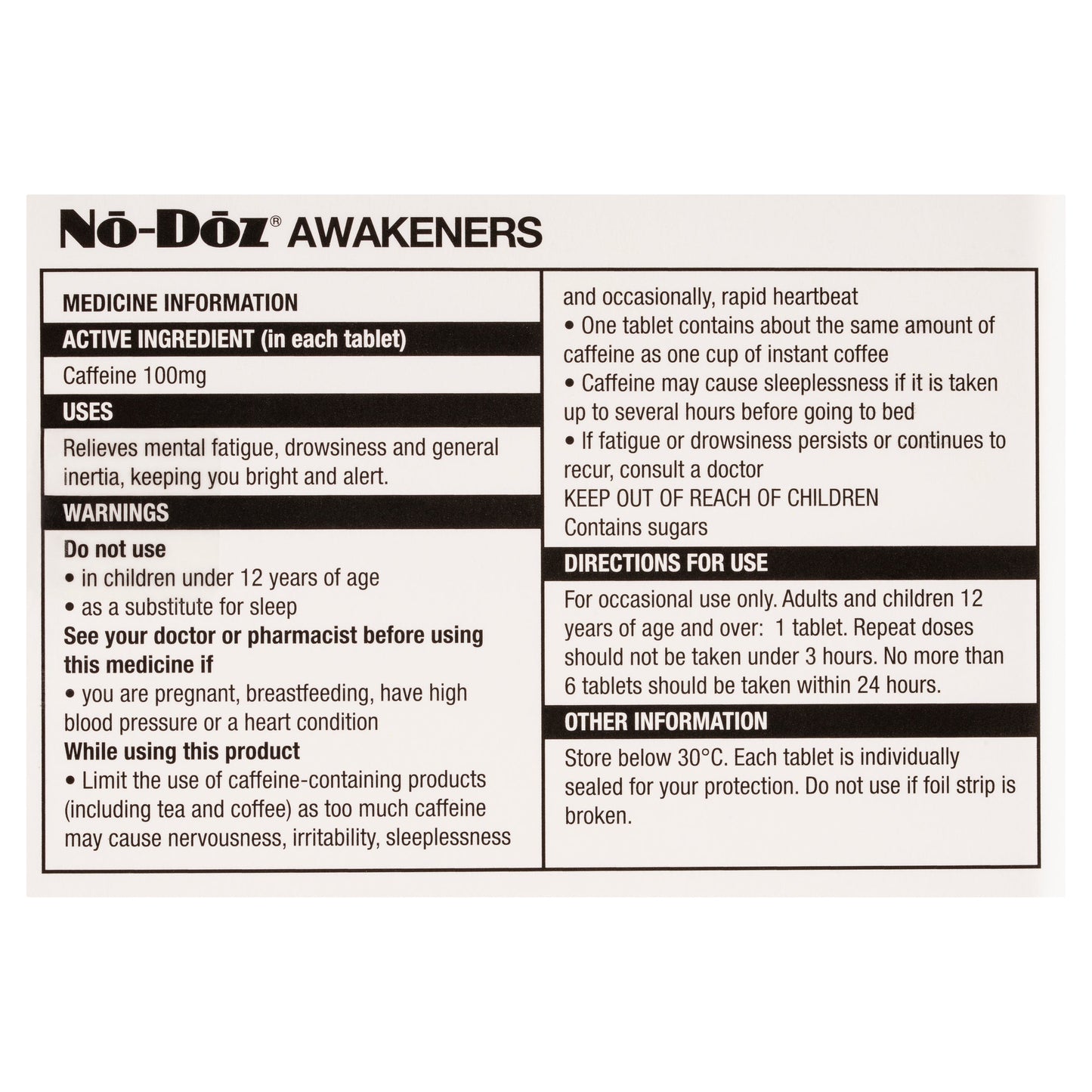 No Doz 24 Tablets