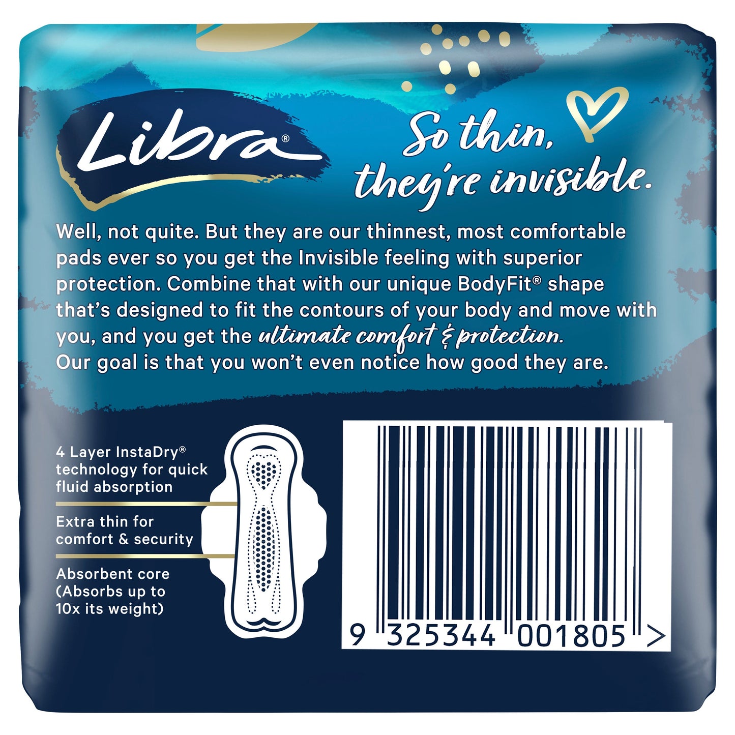 Libra Pads Invisible Body Fit with Wings Regular 12
