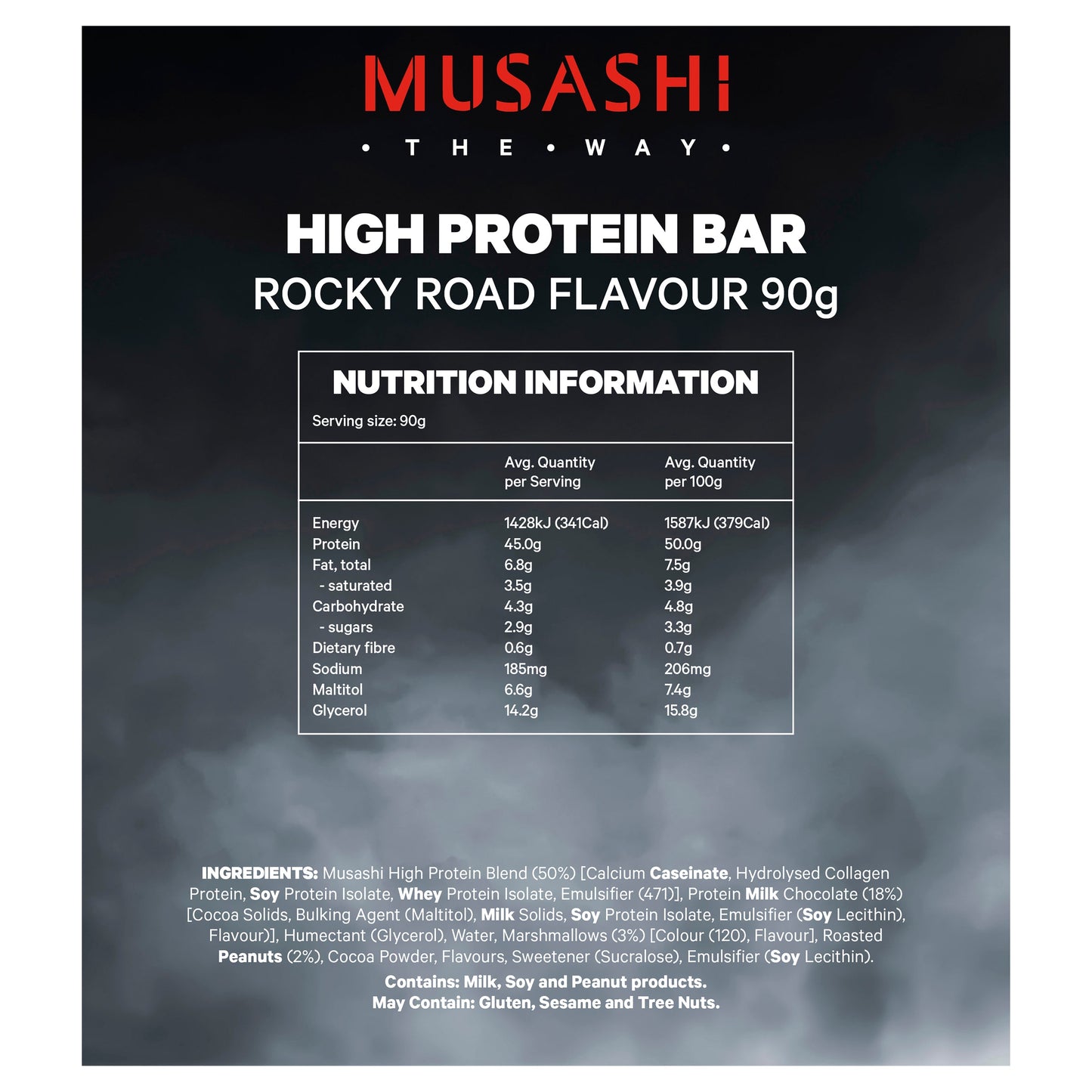 Musashi High Protein Bar Rocky Road 90g 12PACK