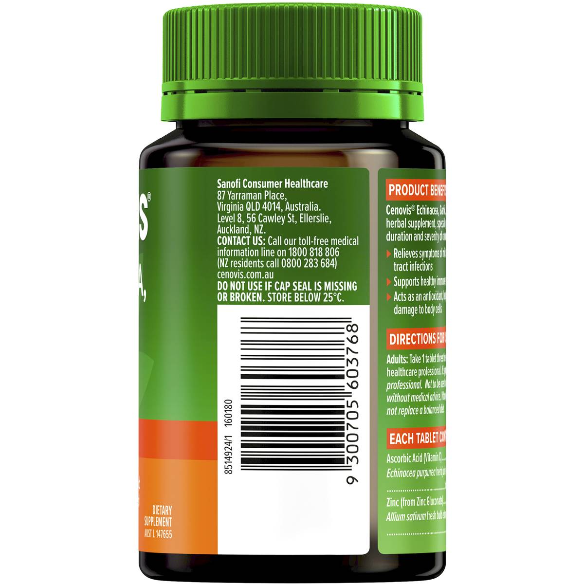 Cenovis Echinacea, Garlic, Zinc & C 125 Tablets
