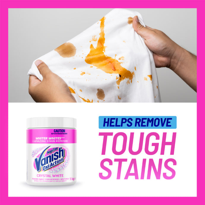 Vanish Napisan Oxi Action Crystal White Stain Remover Powder 1kg
