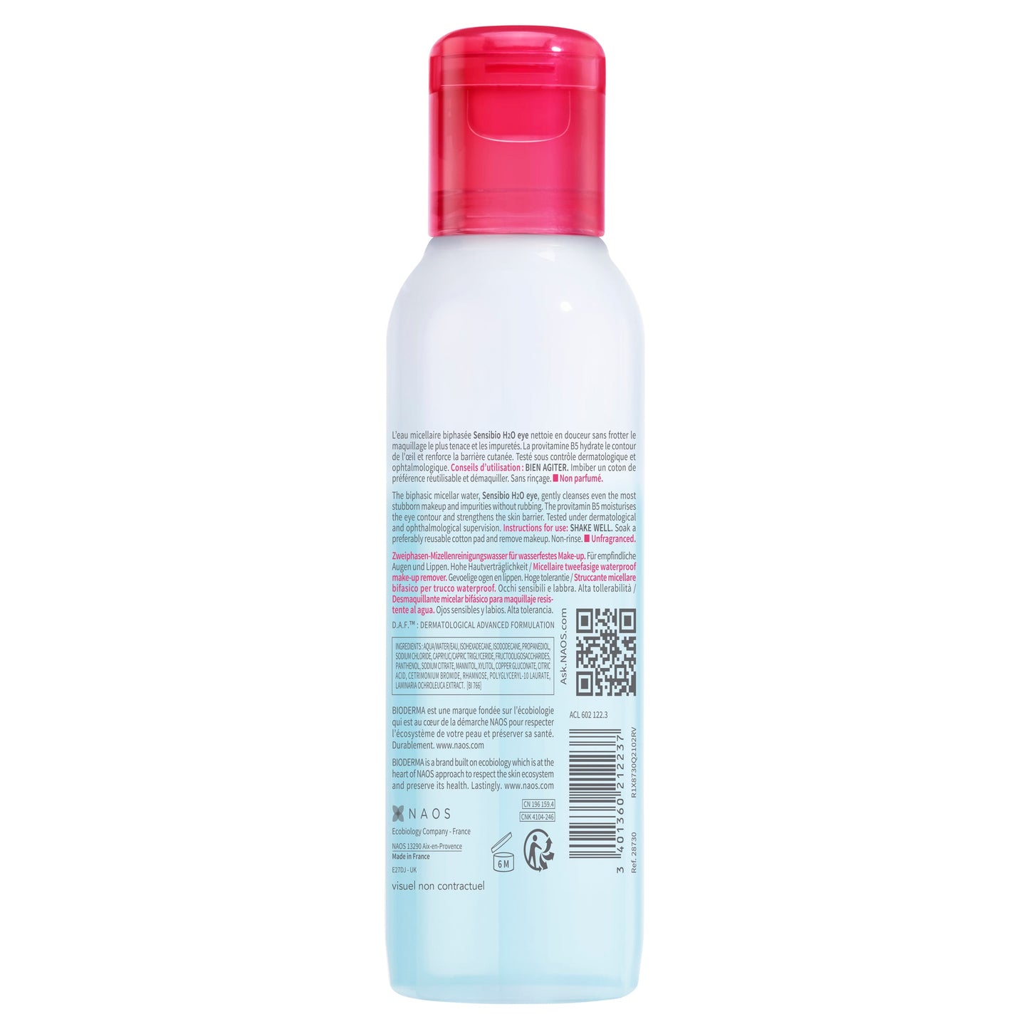 Bioderma Sensibio H2O Eye Biphasic Micellar Waterproof Makeup Remover 125ml