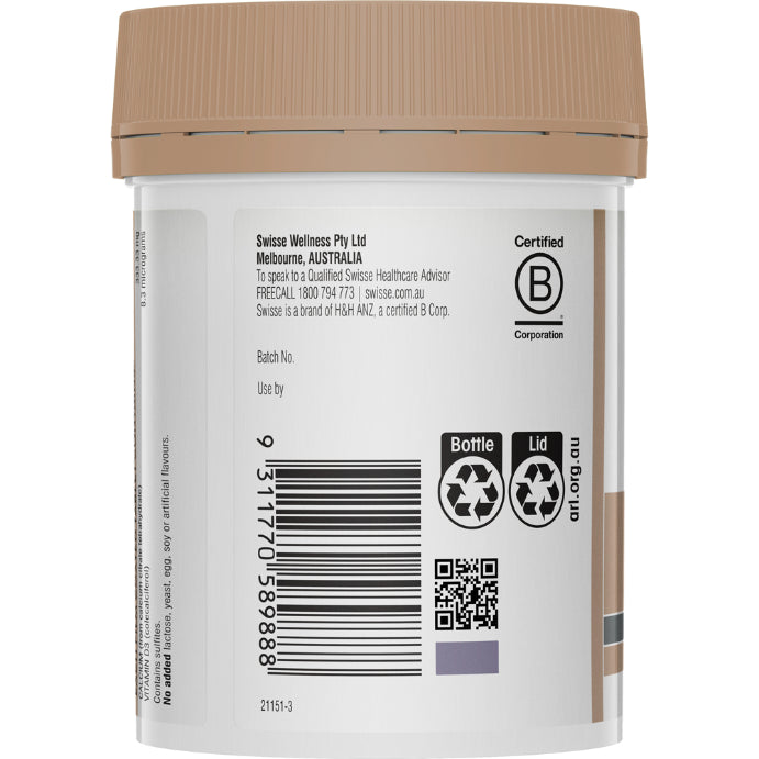 Swisse Ultiboost Calcium + Vitamin D 90 Tablets