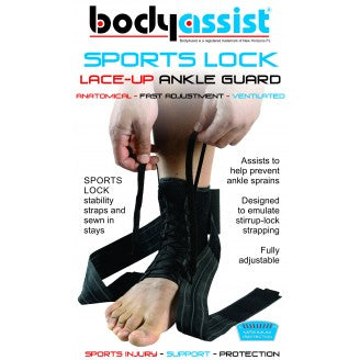 Body Assist Sports Lock Lace-up Ankle Guard White/black