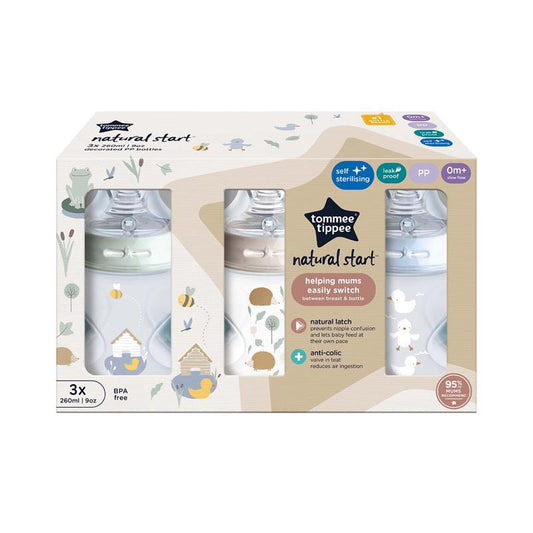 Tommee Tippee Natural Start 260ml PP Bottles Boy 3 Pack