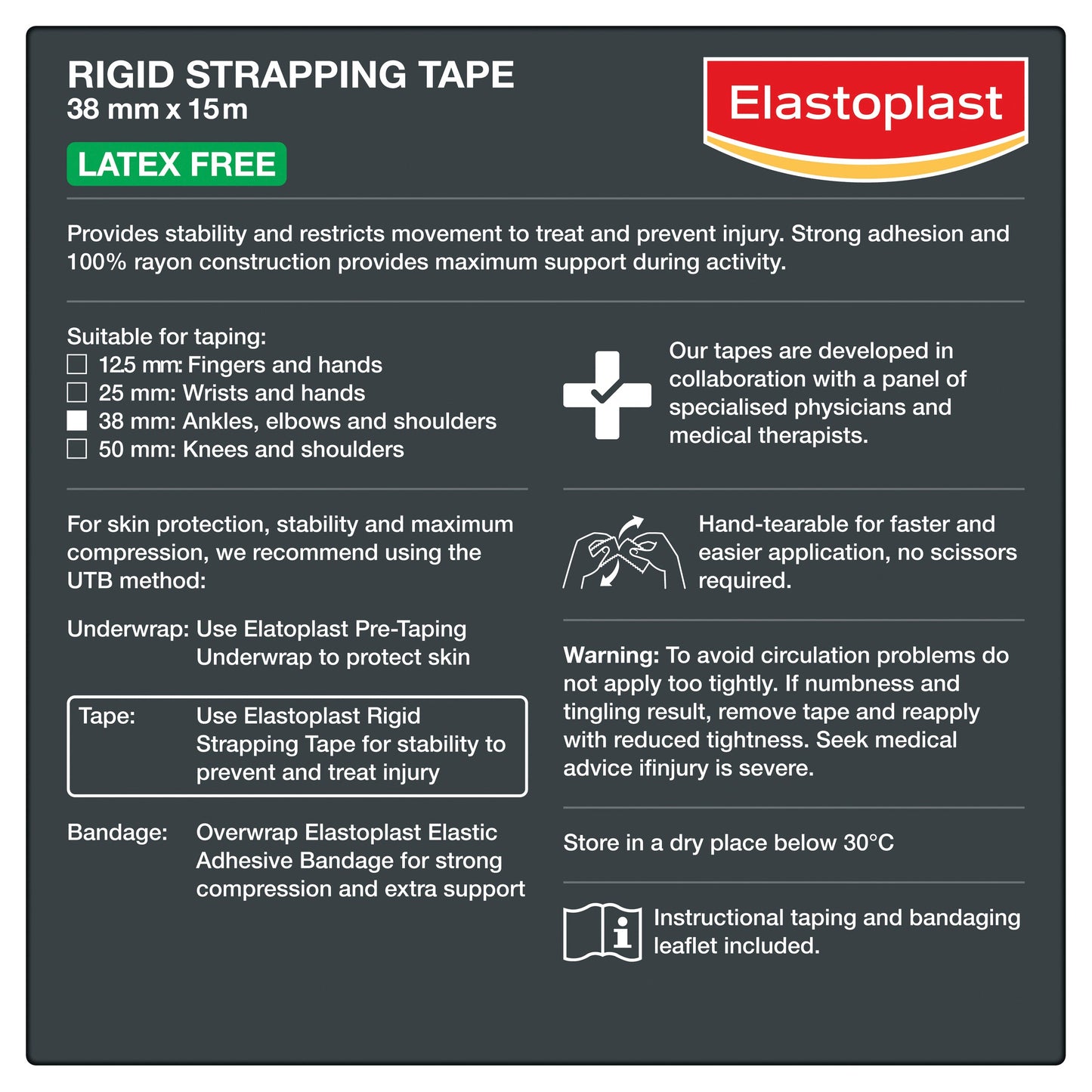 Elastoplast Sport Rigid Strapping Tape 38mm x 15m