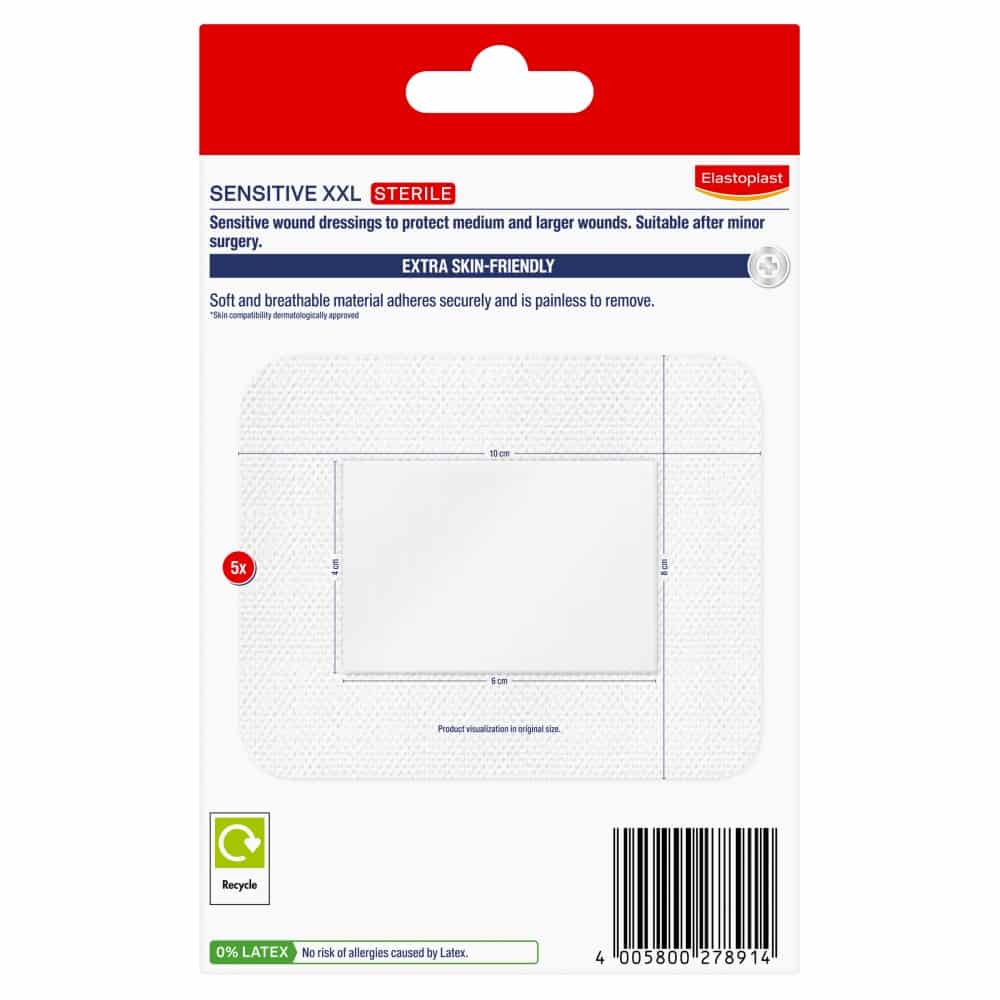 Elastoplast Sensitive Dressing XXL 8x10cm 5 Dressings