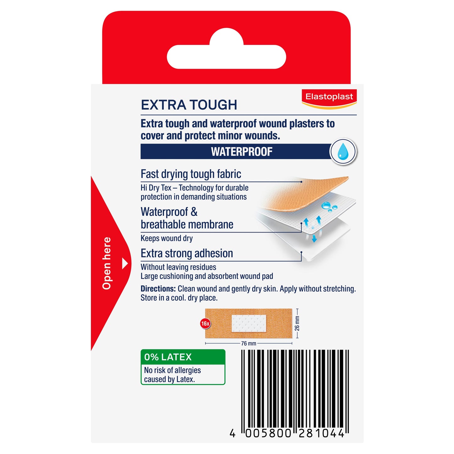 Elastoplast FABRIC Extra Tough Waterproof 16 Pack