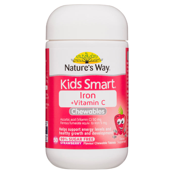 Nature's Way Kids Smart Iron + Vitamin C Strawberry Flavour 50 Tablets