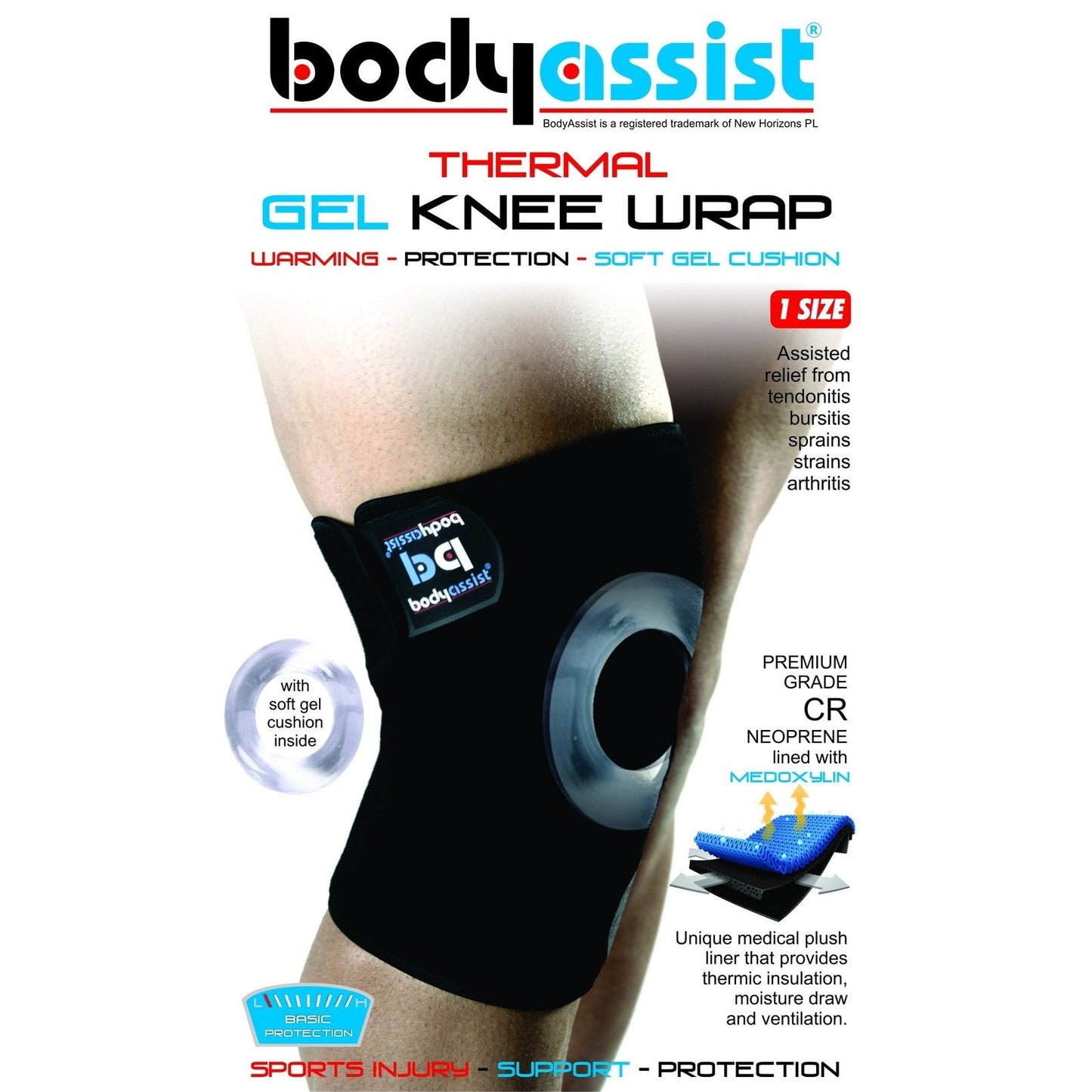 Body Assist Thermal Knee Wrap With Gel Buttress