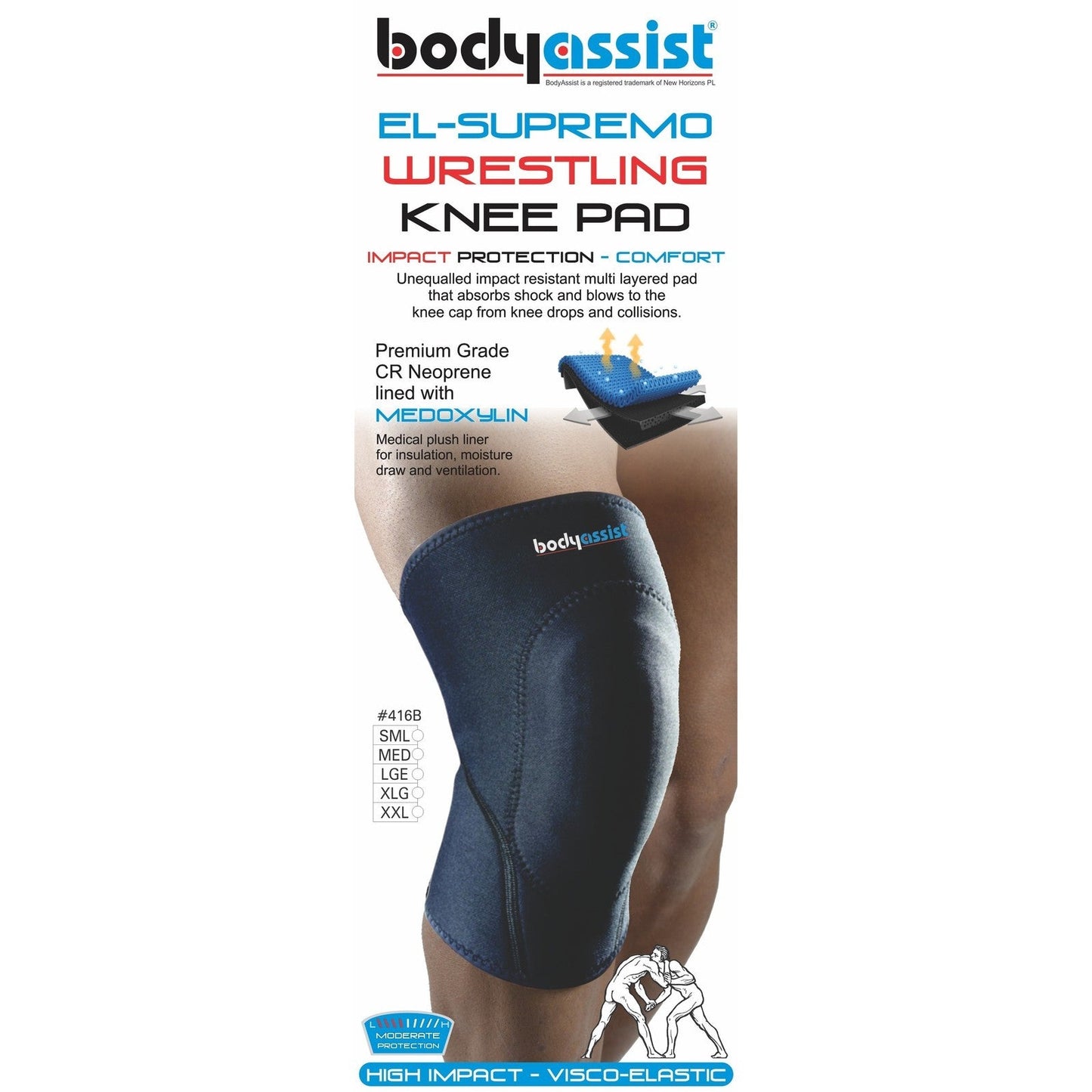 Body Assist El-supremo Wrestling Knee Pad Black
