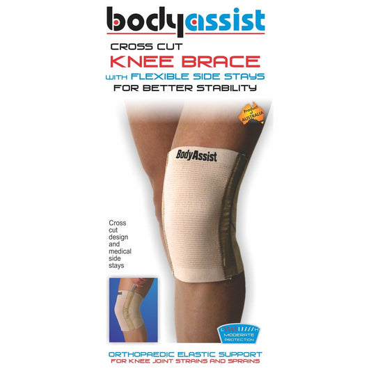 Body Assist Cross Cut Elastic Knee Brace With Rods
