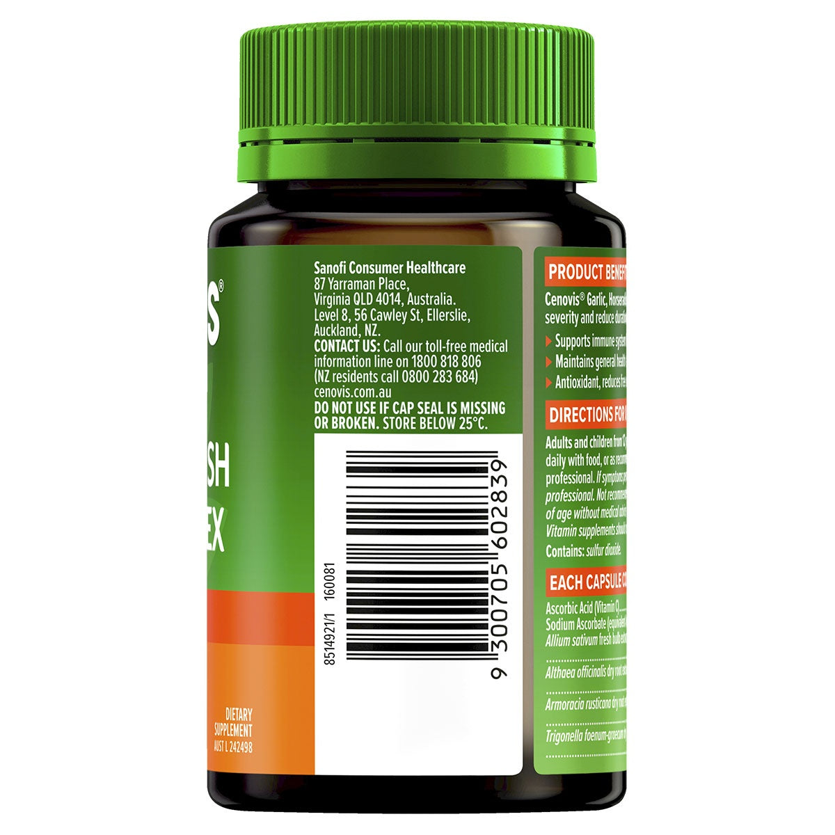 Cenovis Garlic and Horseradish + Vitamin C Complex 120 Capsules