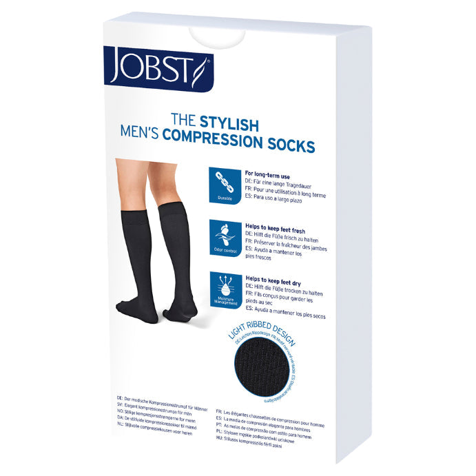 Jobst for Men Casual Cl1 15-20 Phlebology Knee High Ct Sock 15-20 Black Large 1 Pair