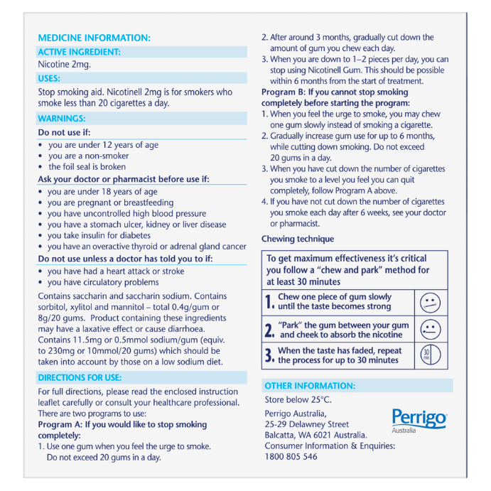 Nicotinell Gum 2mg Mint 216 PK