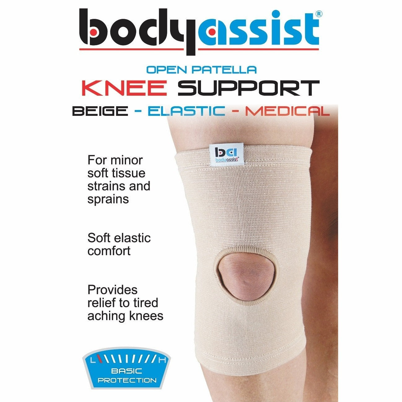 Body Assist Sports Elastic Slip-on Knee Support Open Patella