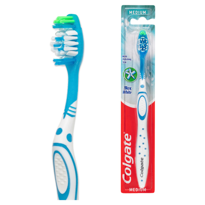 Colgate Max White Manual Toothbrush Medium Bristles With Polishing Star 1 Pack