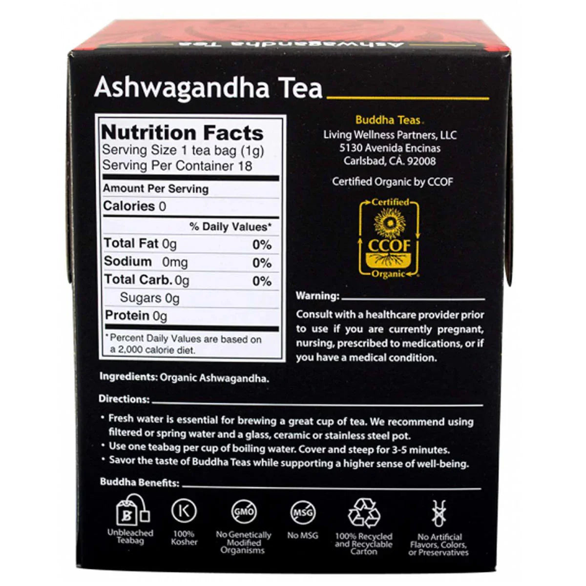 BUDDHA TEAS Organic Herbal Tea Bags Ashwagandha Tea 18