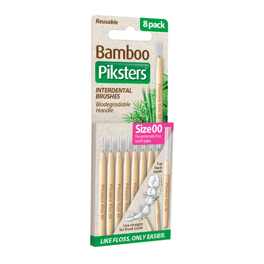 Piksters Bamboo Interdental Brushes Pink Size 00 8 Pack