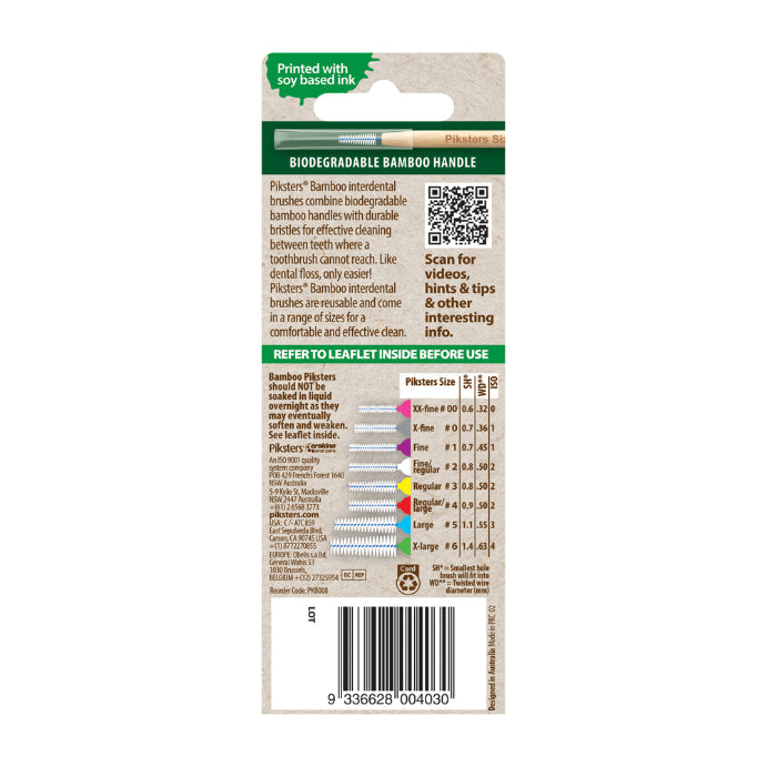 Piksters Bamboo Interdental Brushes Grey Size 0 8 Pack