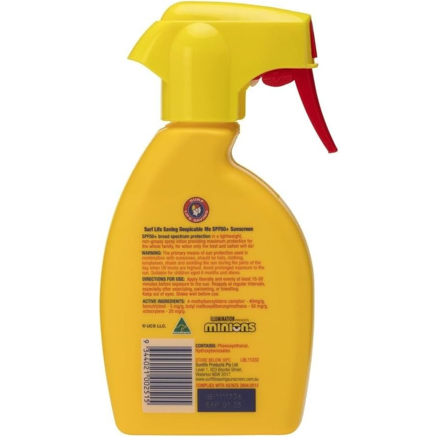 Surf Life Saving Sunscreen SPF50+ Minions Trigger 250ml
