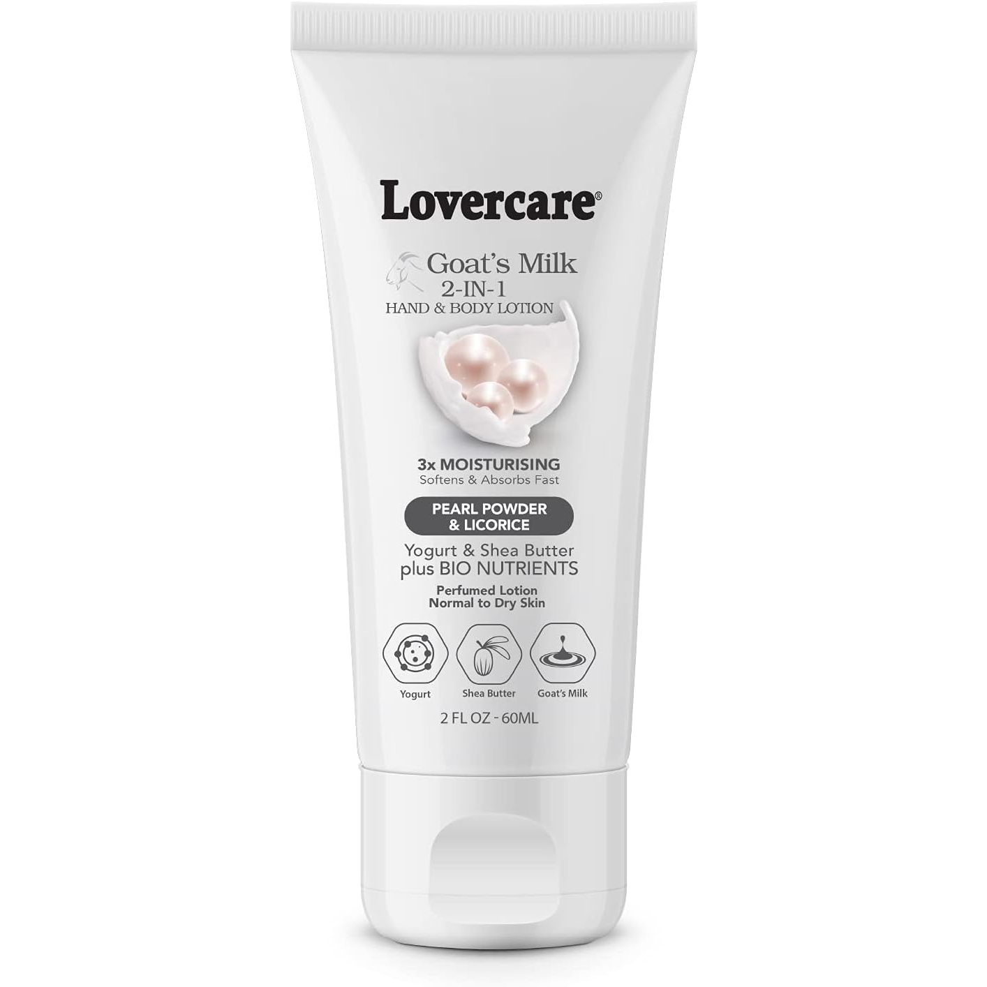 Lovercare Goat's Milk 2-in-1 Hand Cream & Body Lotion Pearl Powder 60ml