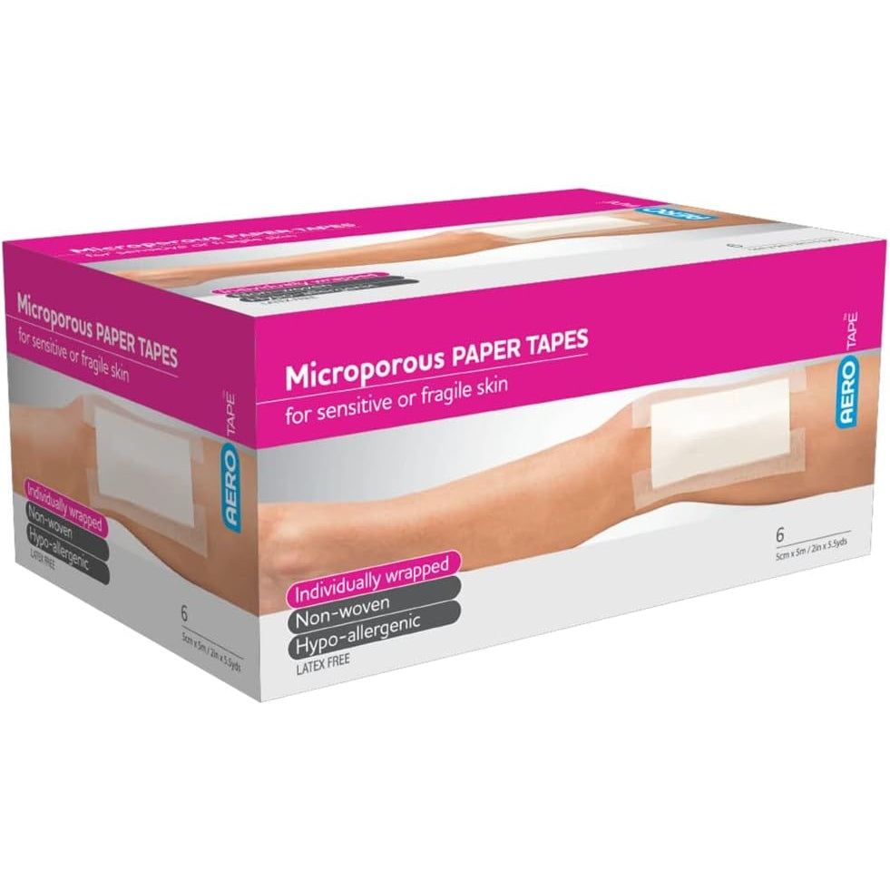 Aerotape White Microporous Paper Tape 5cm X 5m 6pk