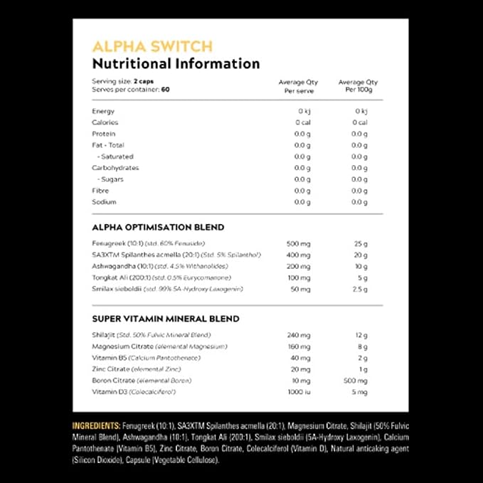 SWITCH NUTRITION Alpha Male Support Formula 120 Caps
