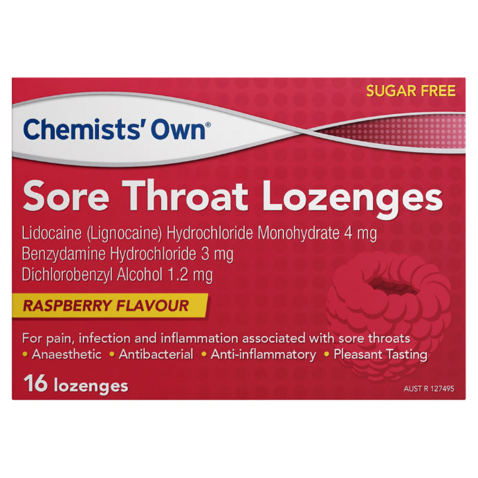 Chemists’ Own Sore Throat Raspberry 16 Lozenges