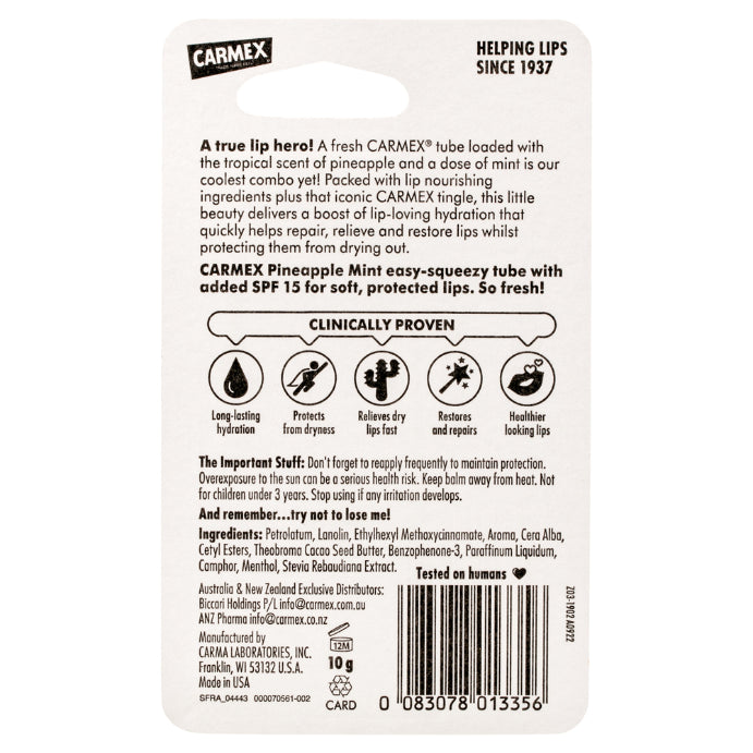 CARMEX Lip Balm Pineapple Mint Tube 10g