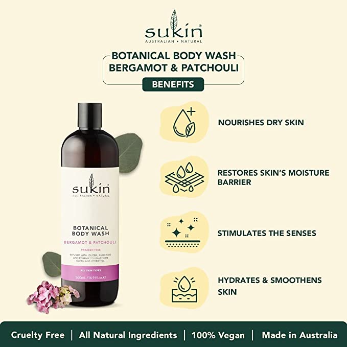 Sukin Botanical Body Wash Bergamot & Patchouli 500ml