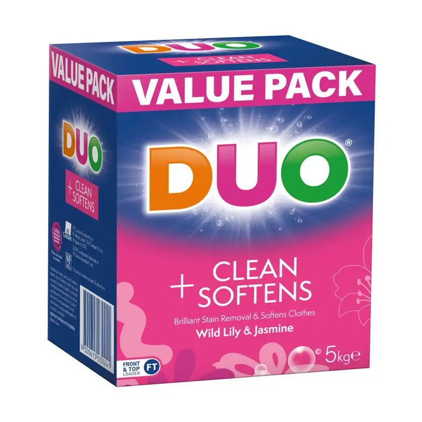 Duo Laundry Powder Wild Lily & Jasmine Cleans Soften Freshens Top Loader 5kg