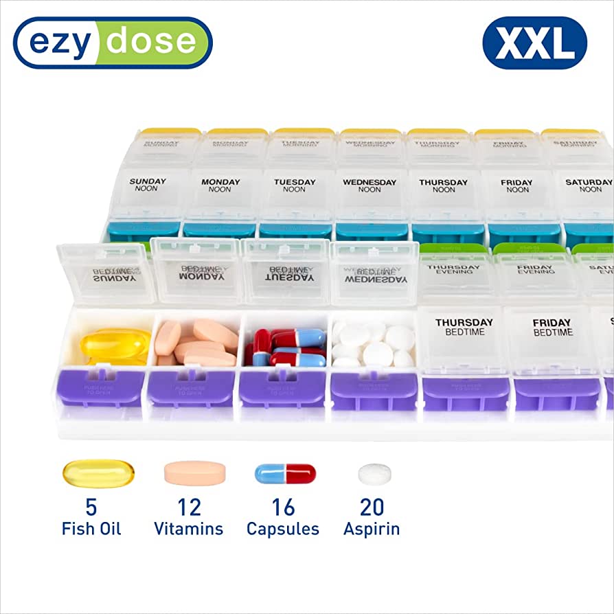 EZY DOSE PUSH MEDTIME PLANNER WEEKLY 7 DAY 2XL