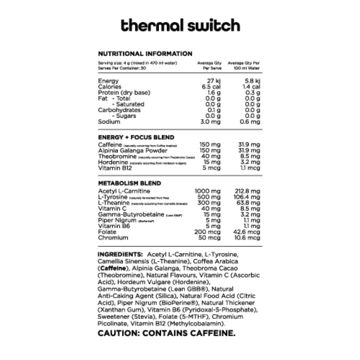 SWITCH NUTRITION Thermal Thermogenic Energy Formula Mango Passionfruit 120g