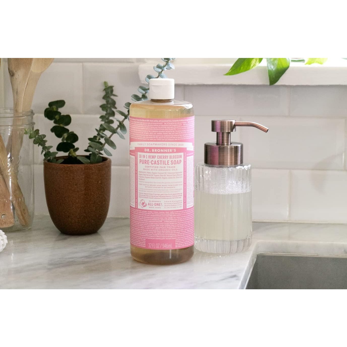 Dr. Bronner's Pure-Castile Soap Liquid (Hemp 18-in-1) Cherry Blossom 946ml