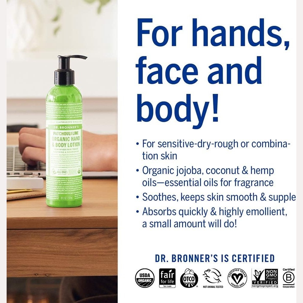 Dr. Bronner's Organic Hand & Body Lotion Patchouli Lime 237ml