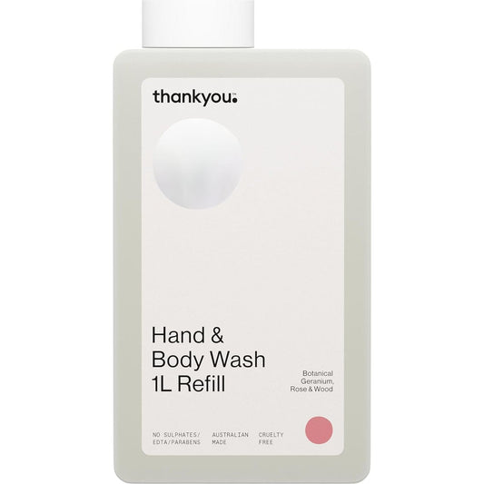Thankyou Hand & Body Wash Botanical Geranium Rose & Wood Refill 1L