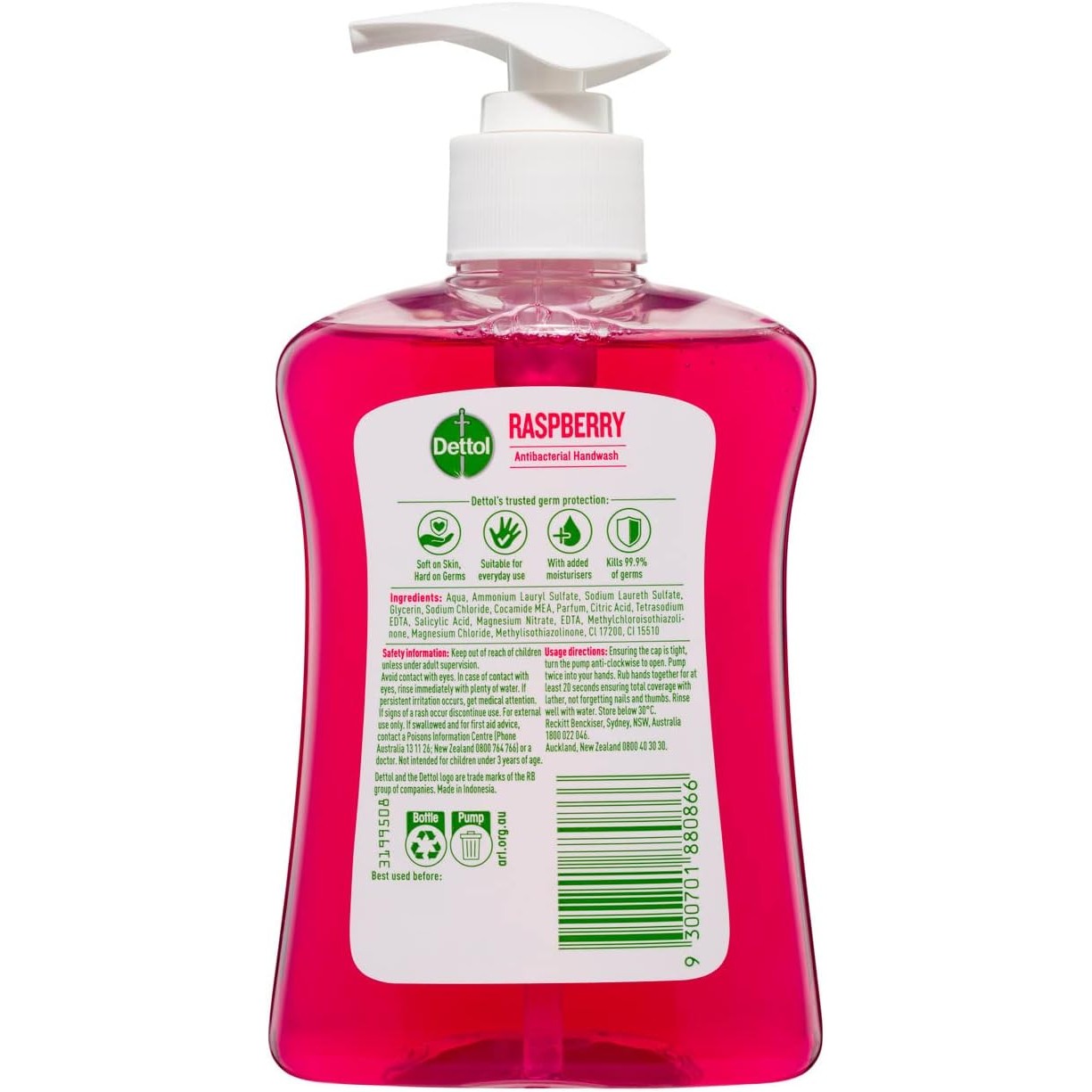 Dettol Antibacterial Liquid Hand Wash Pump Raspberry 250ml