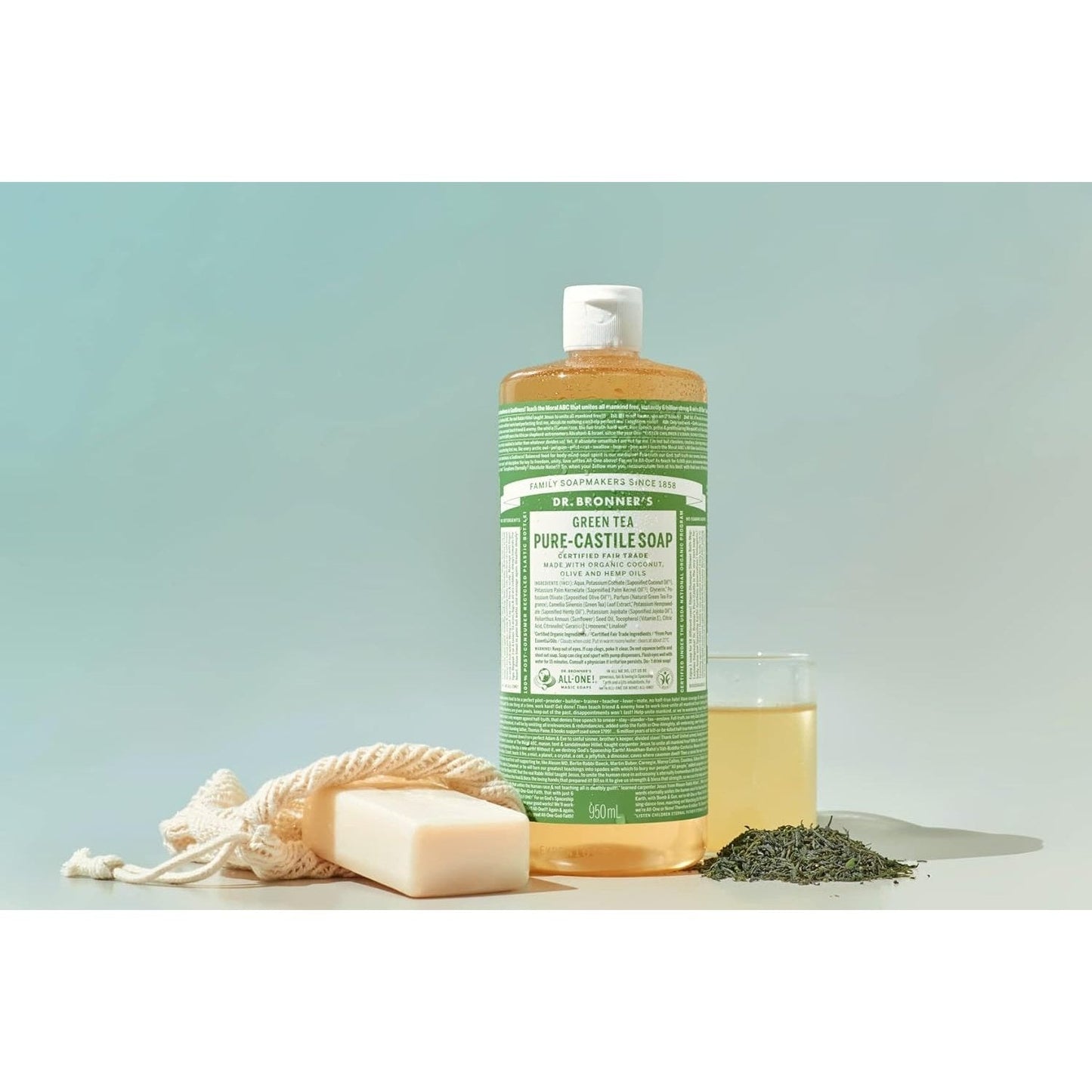 Dr. Bronner's Pure-Castile Soap Liquid (Hemp 18-in-1) Green Tea 473ml