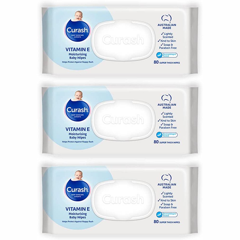Curash Baby Wipes Original Vitamin E 3 x 80