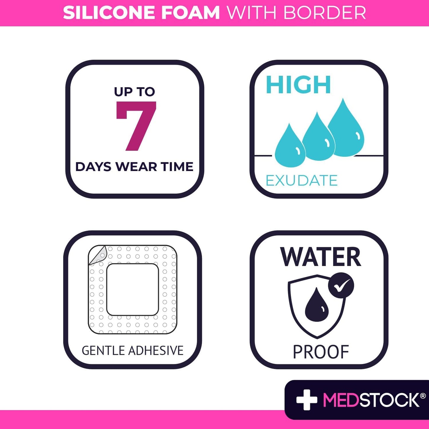 Medstock Silicone Foam With Border 10 cmx10 cm 2Pk