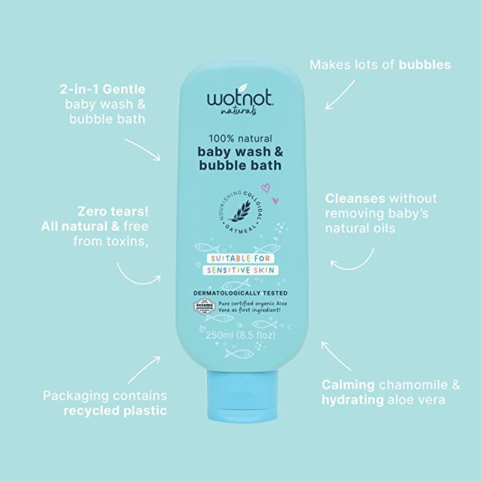 WOTNOT Baby Wash & Bubble Bath Suitable For Sensitive Skin 250ml